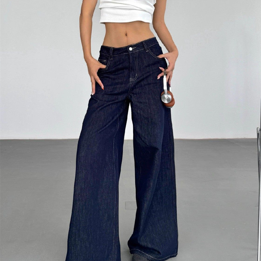 American Retro Wide Leg Jeans for Women