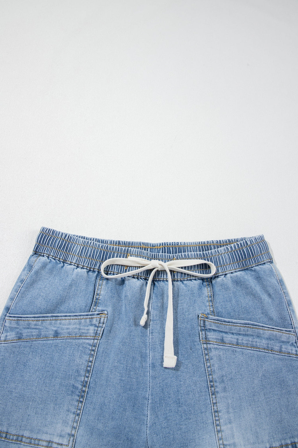Drawstring Waist Wide Leg Jeans
