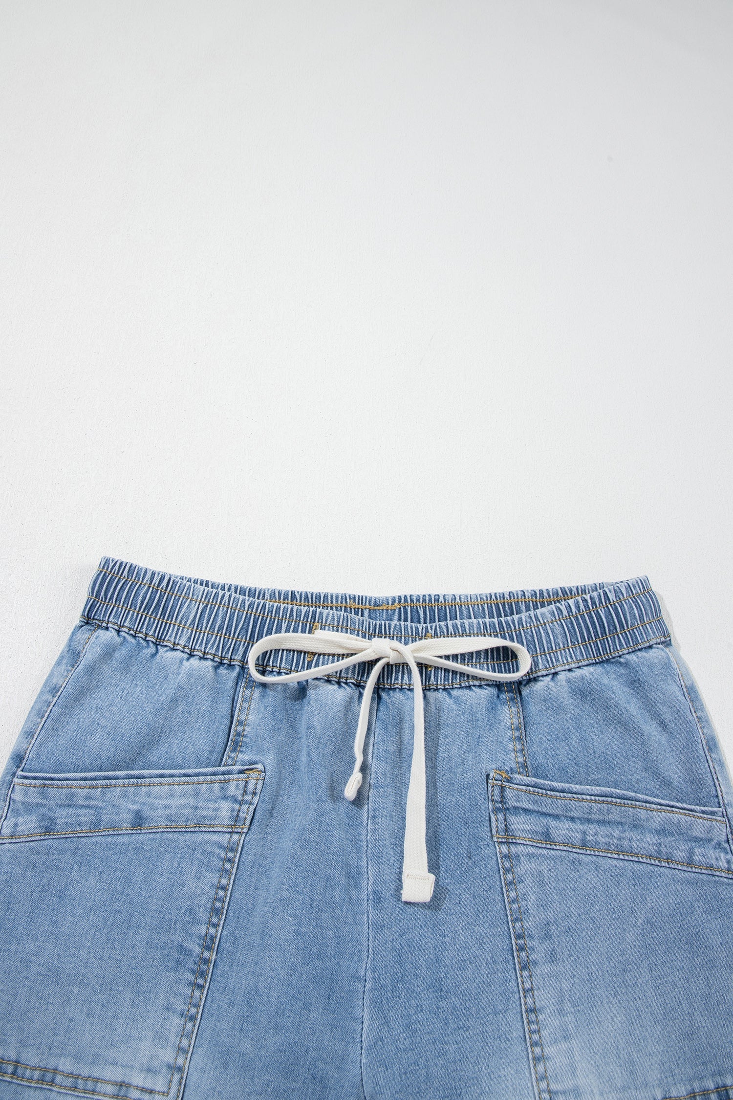 Drawstring Waist Wide Leg Jeans