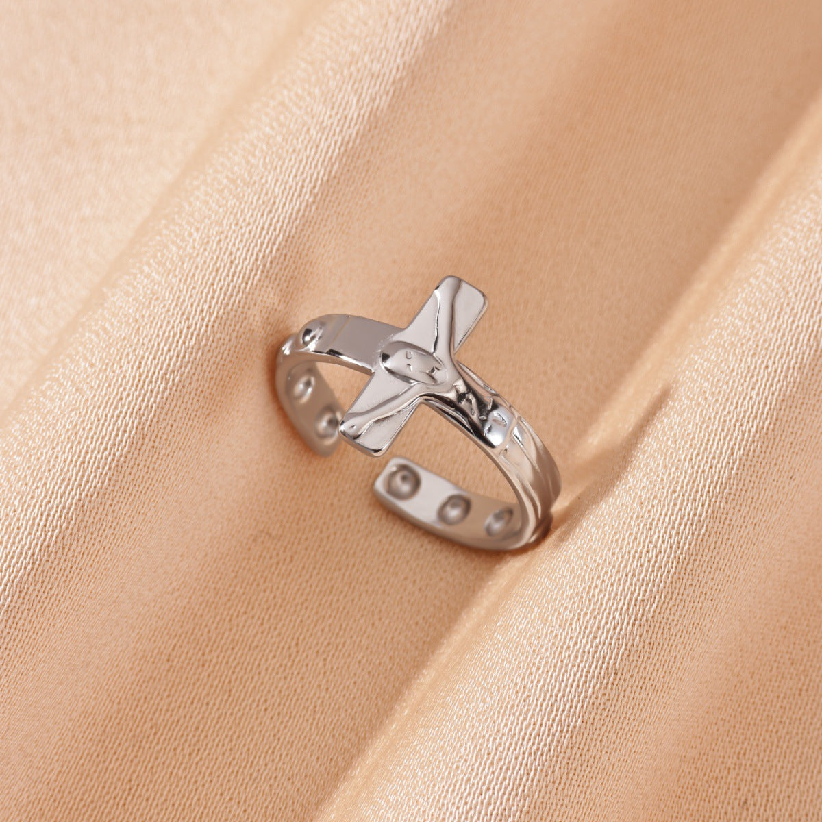 18K White Gold Opal Moon Ring Made Of Stainless Steel