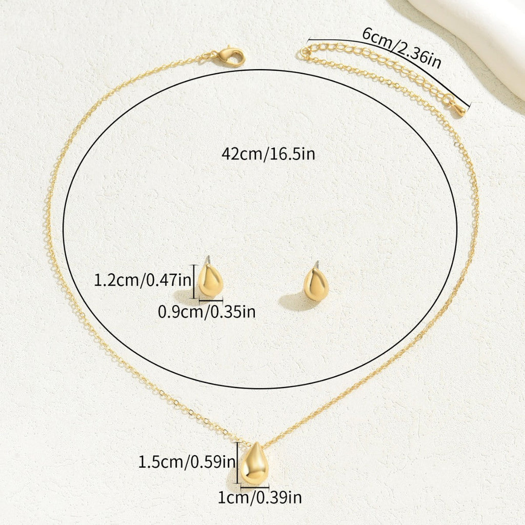 Women Jewelry Set Water Drop Design Matching Clavicle Necklace & Earrings