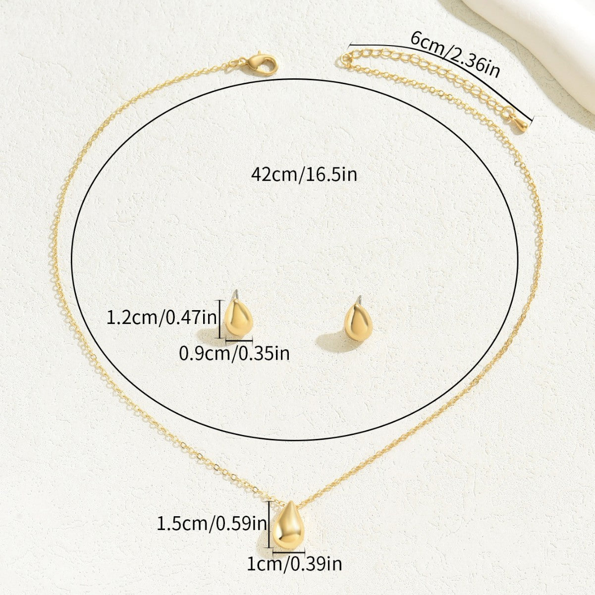 Women Jewelry Set Water Drop Design Matching Clavicle Necklace & Earrings