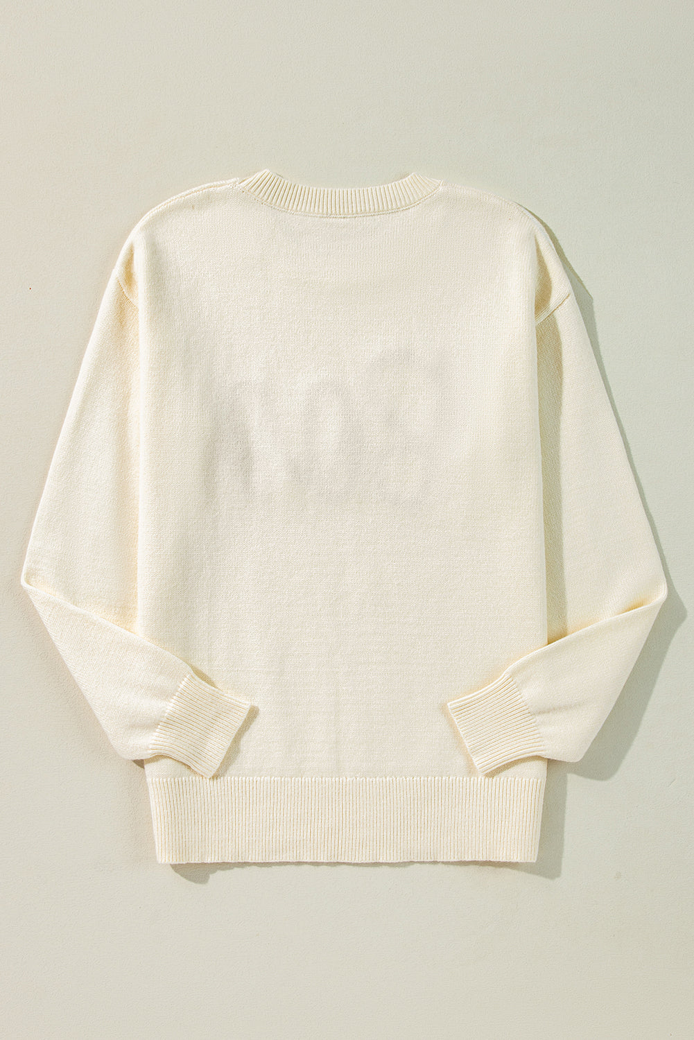 Halloween Boo Drop Shoulder Ribbed Trim Sweater