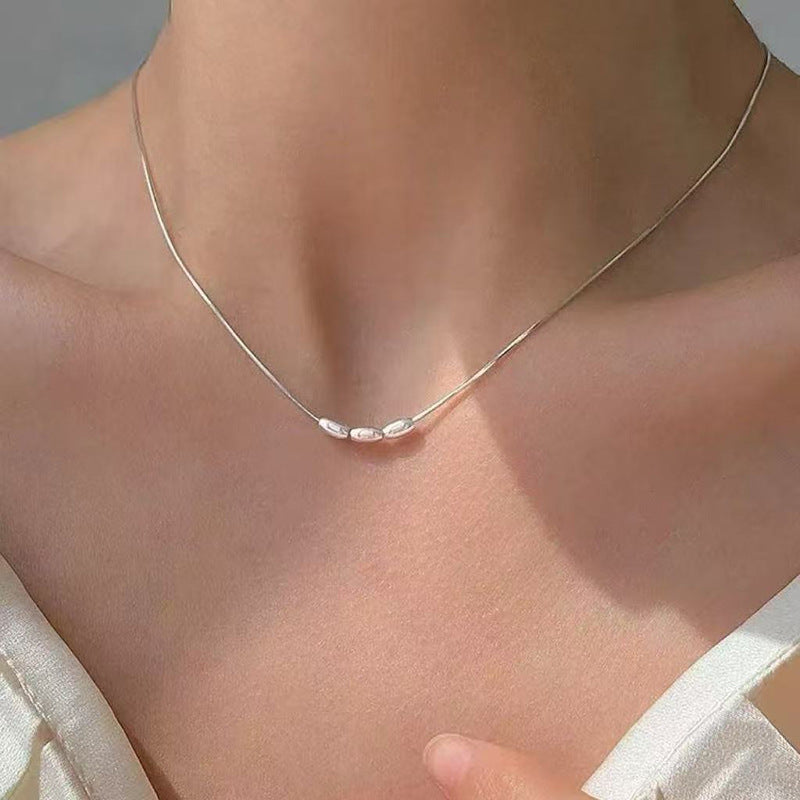 S925 Sterling Silver Pearl Necklace For Women Light Luxury And High-end