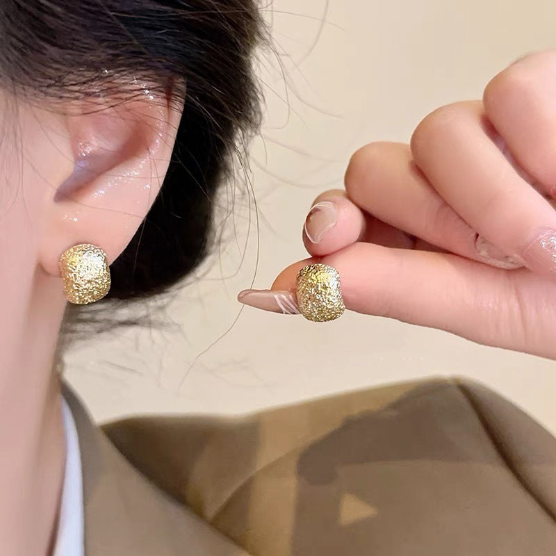 925 Gold Earrings Women's Retro