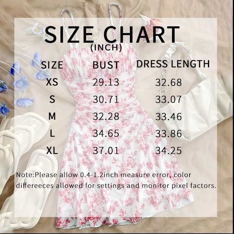 Boho Floral Spaghetti Strap Mini Dress – Ruche Ruffle Hem