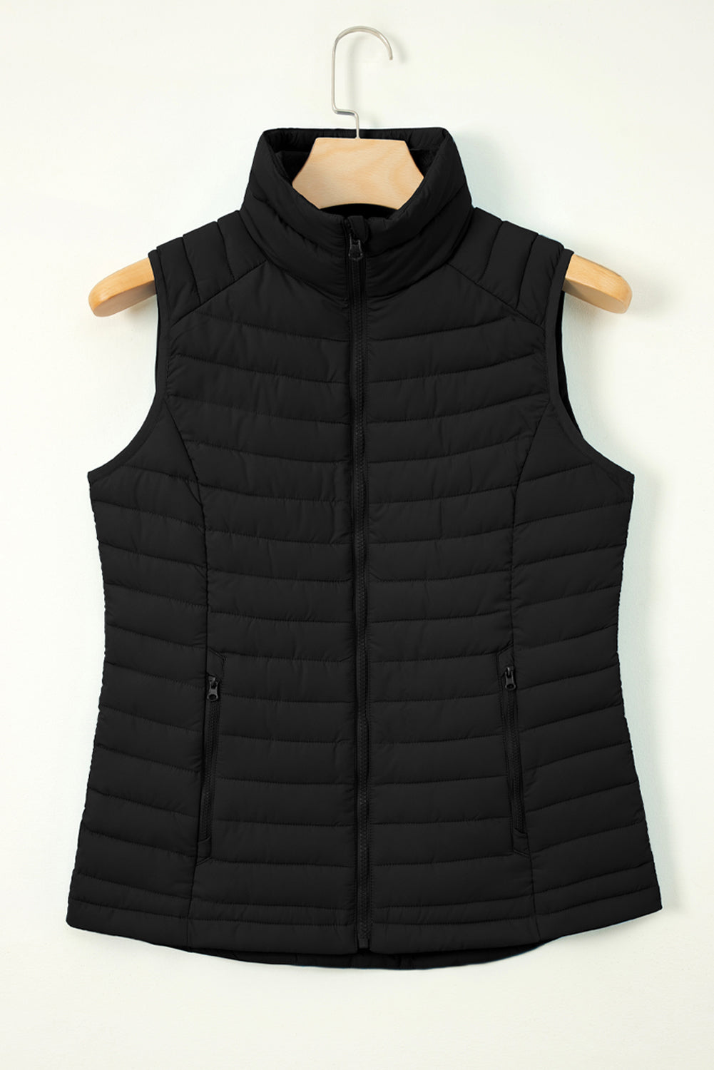 Standing Collar Zip Up Puffer Vest