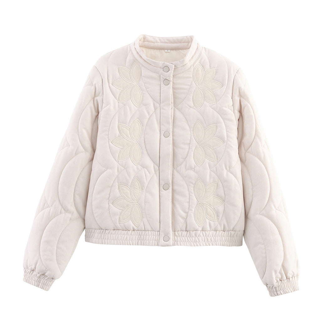 European And American Style French Embroidered Cotton-Padded Coat For Women