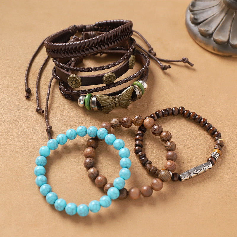 Handmade Bohemian Bracelet Retro Ethnic Style Men's and Women's Woven Multi-Layer Stacked Bracelet Niche Hand Rope