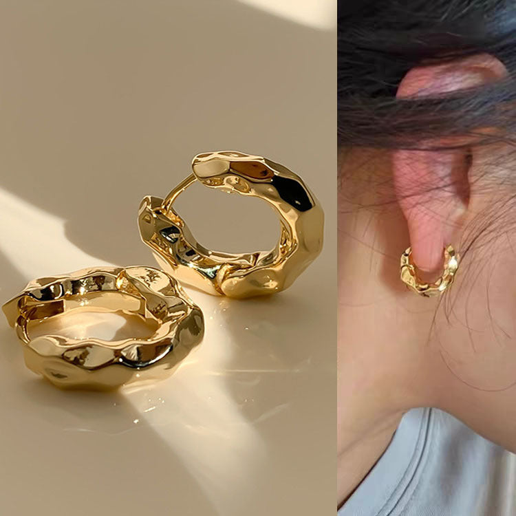 925 Gold Earrings Women's Retro