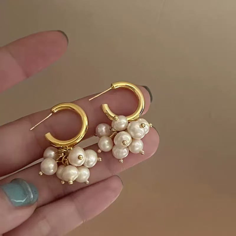 925 Gold Earrings Women's Retro