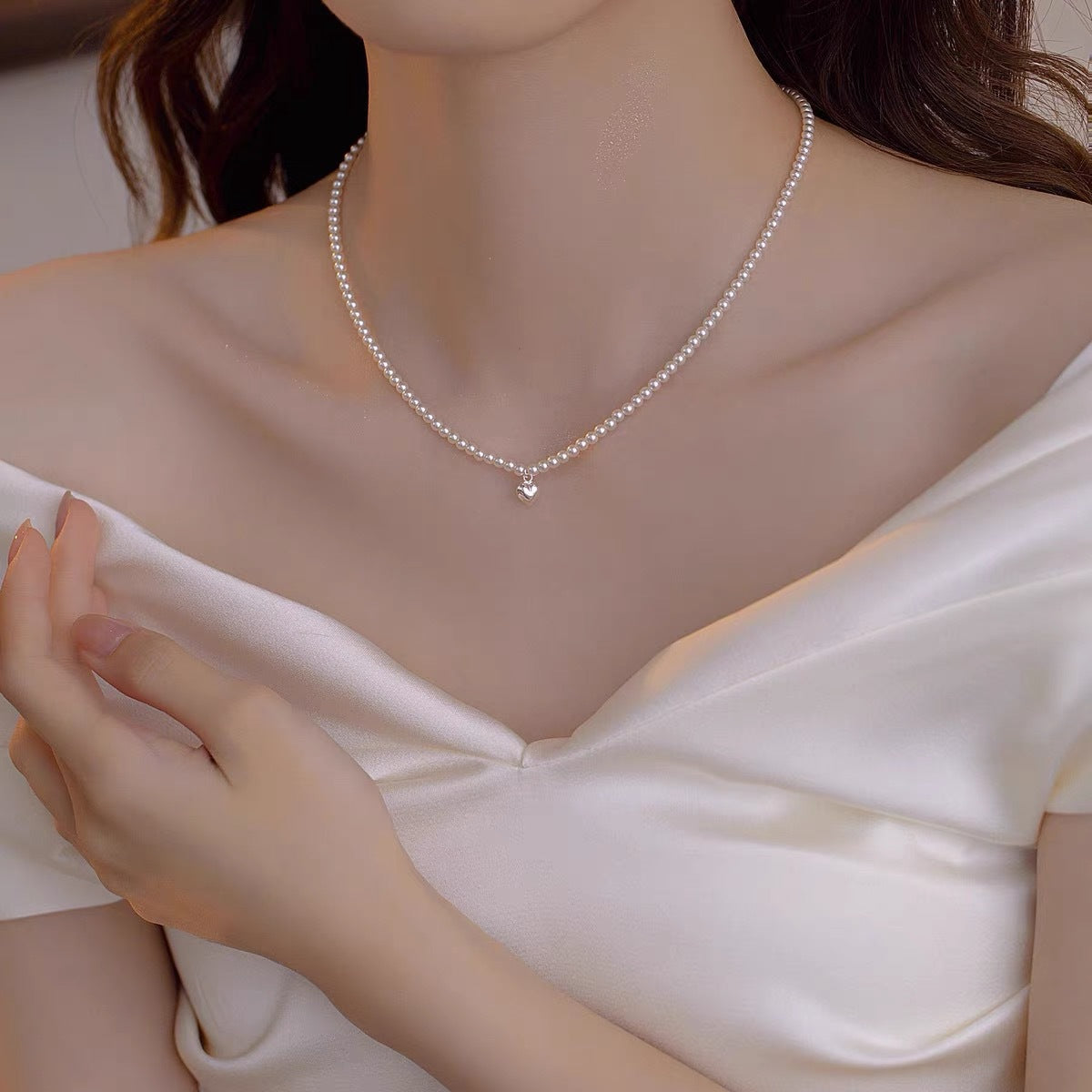 S925 Sterling Silver Pearl Necklace For Women Light Luxury And High-end