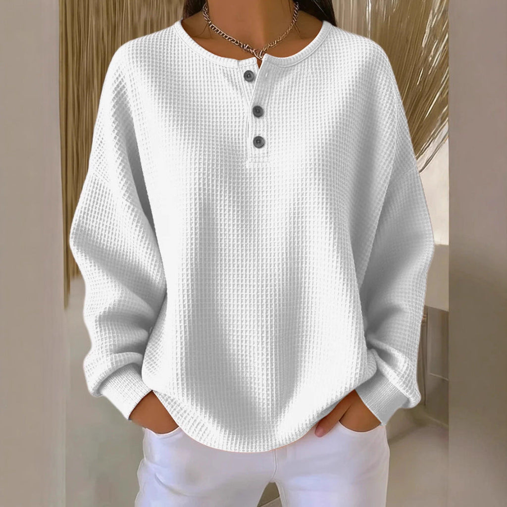 Women's Solid Color Pullover Loose Top | Long & Short Sleeve