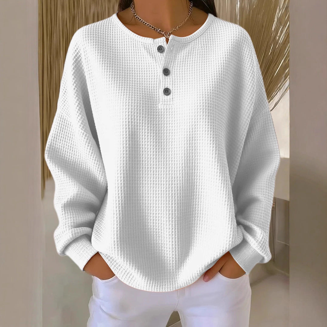Women's Solid Color Pullover Loose Top | Long & Short Sleeve