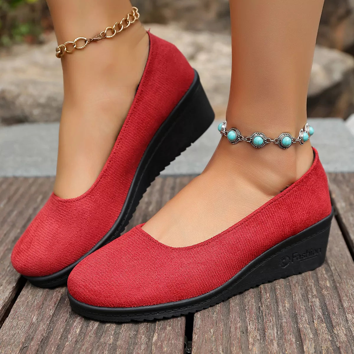 Wedge Heel Slip-On Loafers