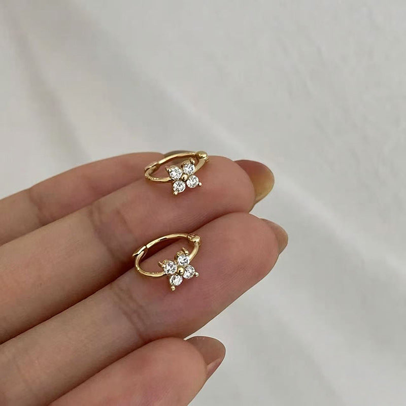 925 Gold Earrings Women's Retro