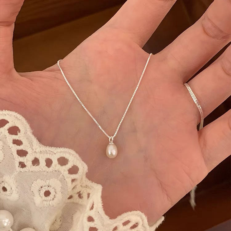 S925 Sterling Silver Pearl Necklace For Women Light Luxury And High-end