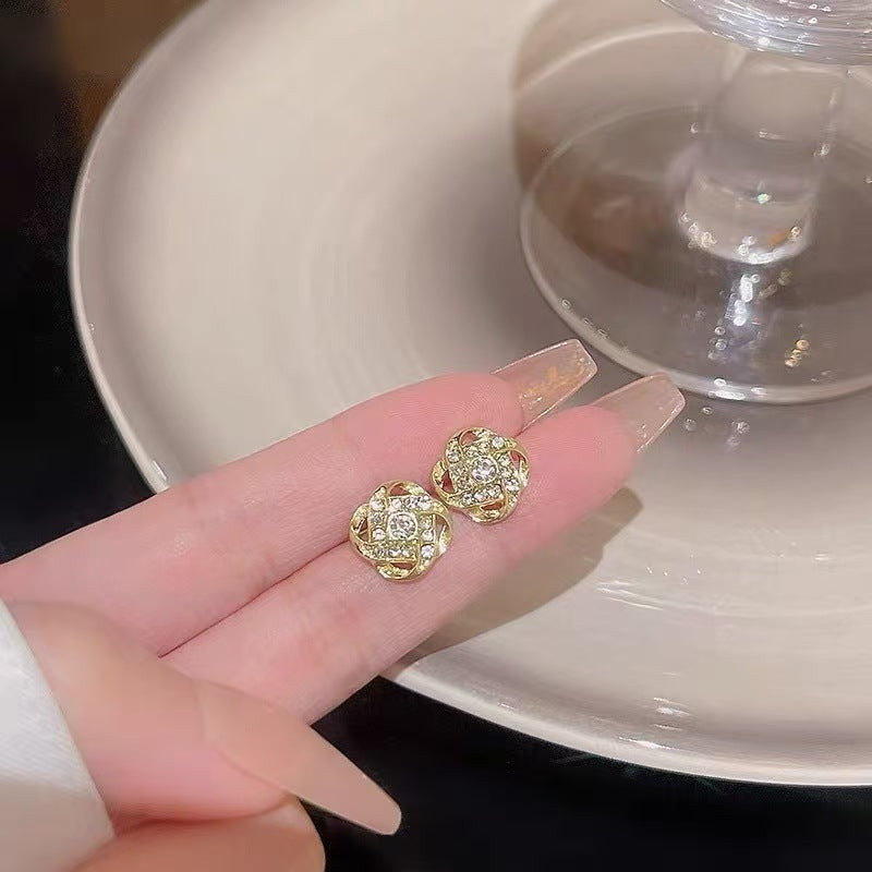 925 Gold Earrings Women's Retro