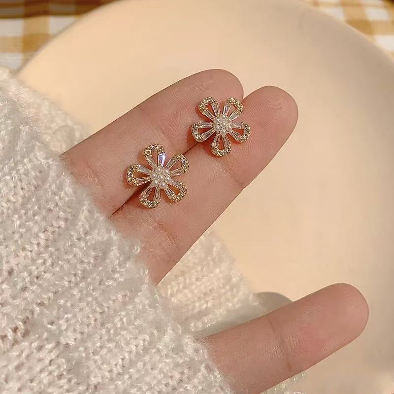 925 Gold Earrings Women's Retro