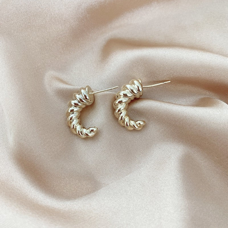 925 Gold Earrings Women's Retro