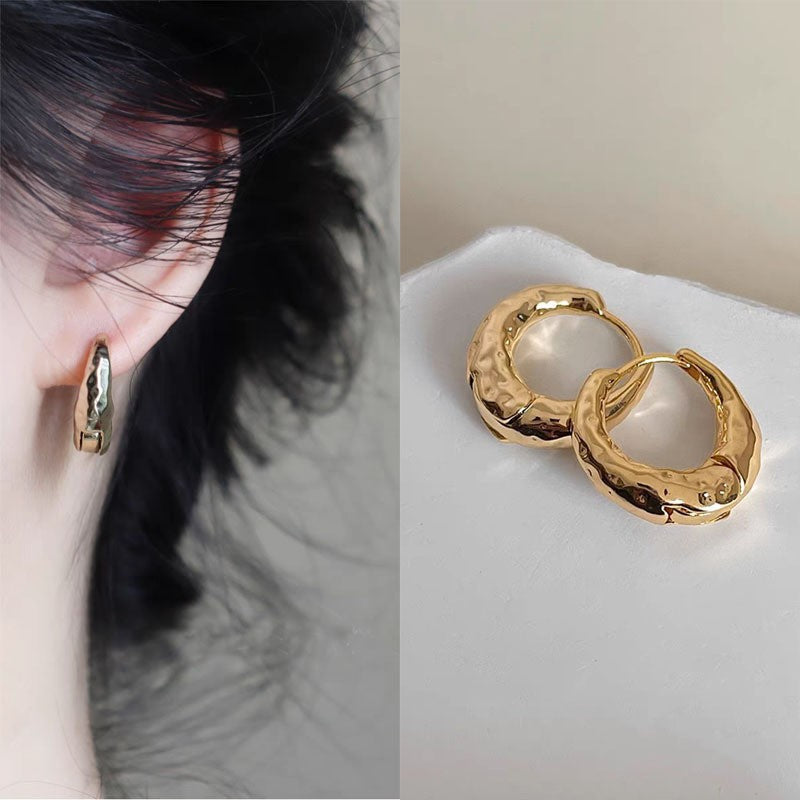 925 Gold Earrings Women's Retro