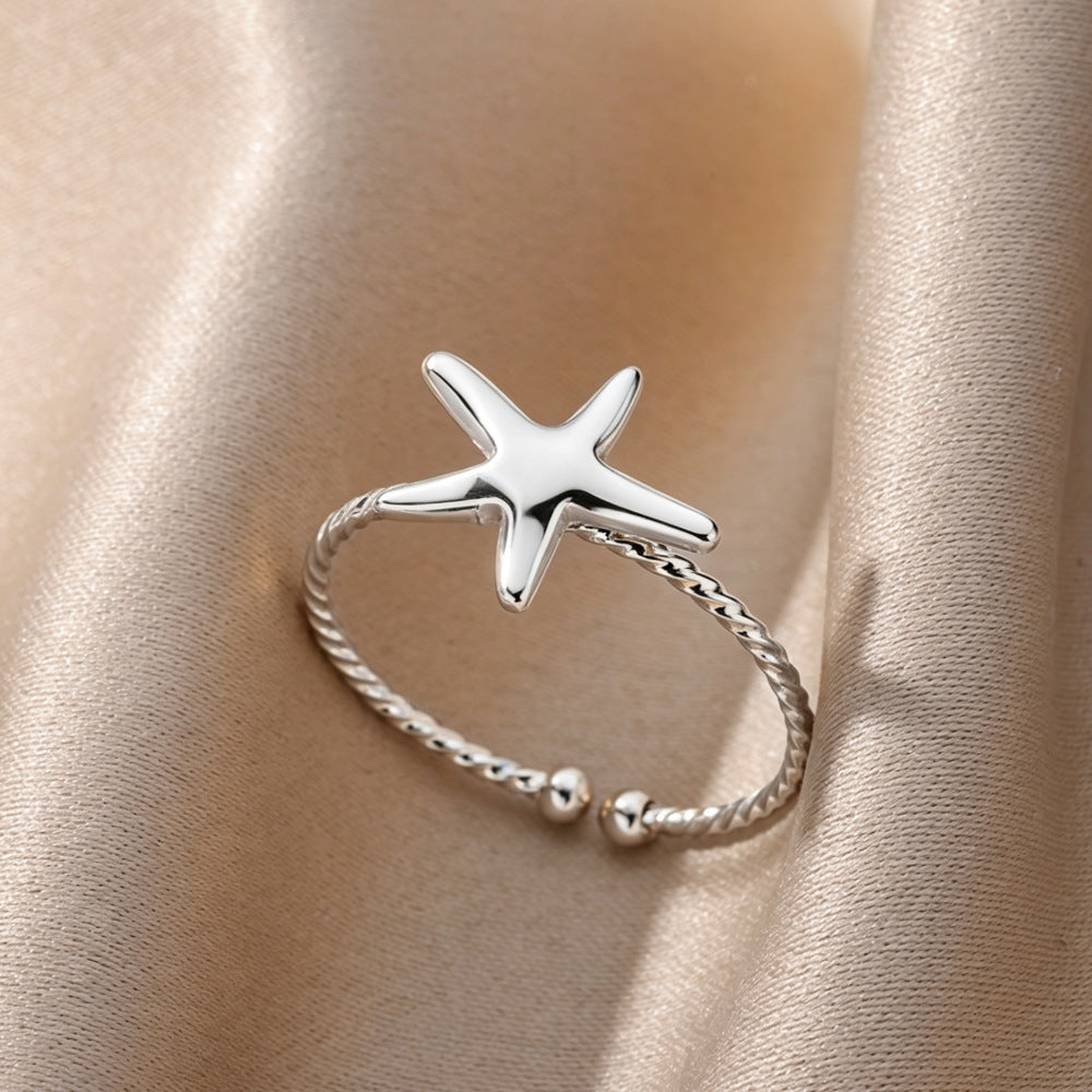 18K White Gold Opal Moon Ring Made Of Stainless Steel