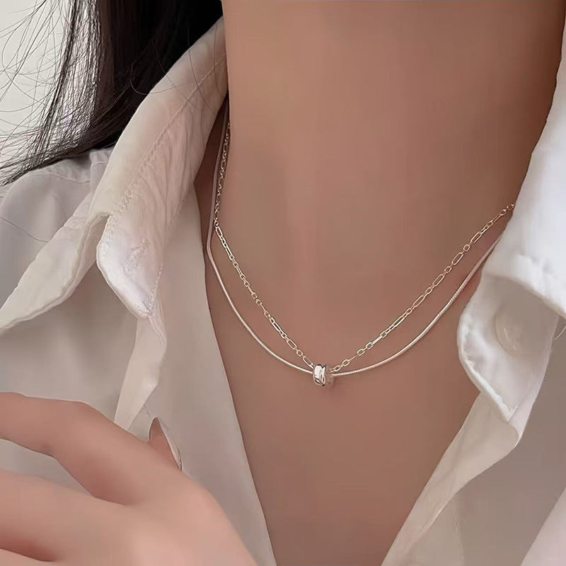 S925 Sterling Silver Pearl Necklace For Women Light Luxury And High-end