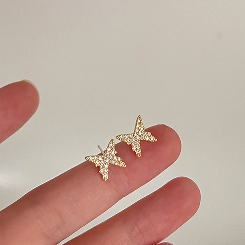 925 Gold Earrings Women's Retro