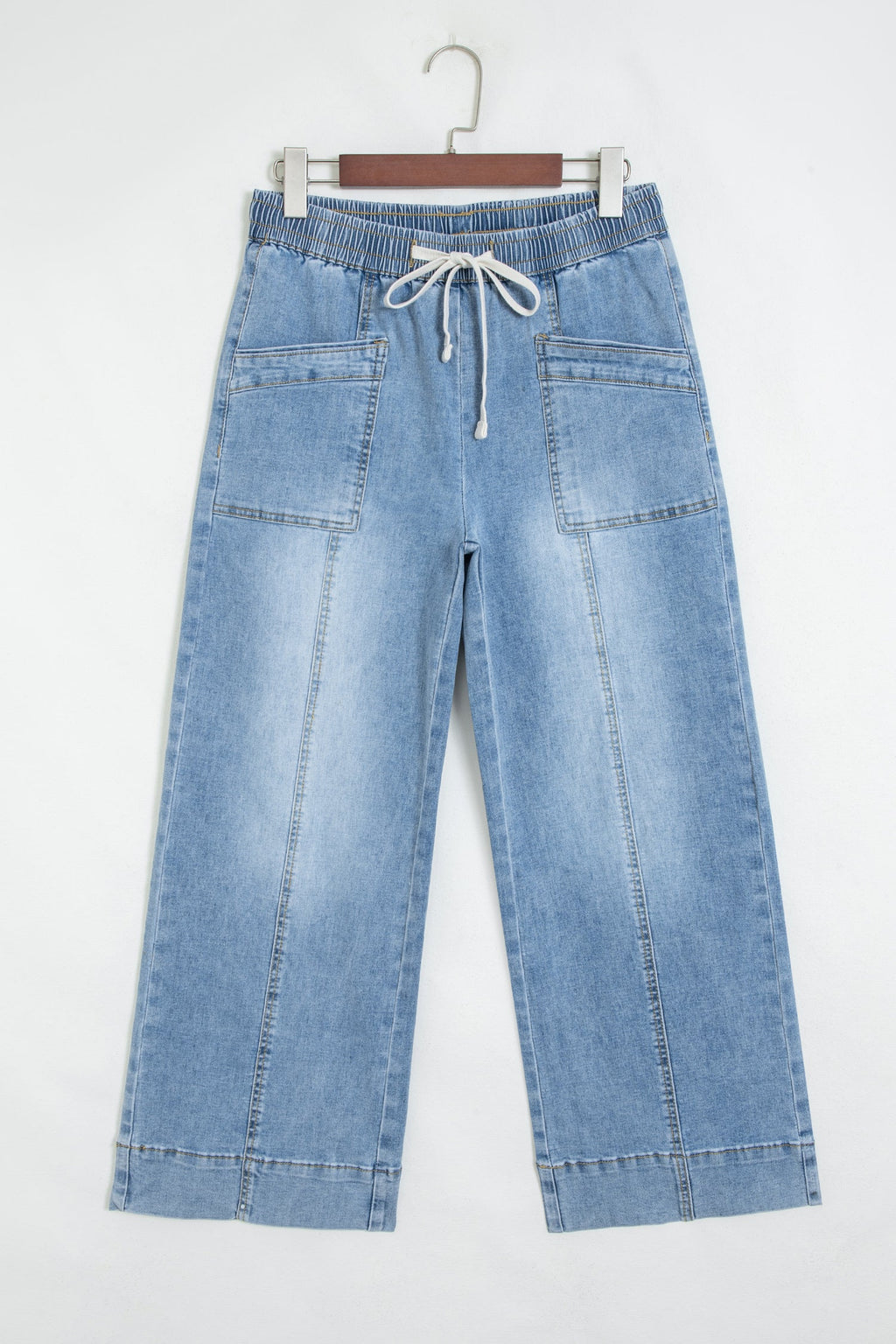Drawstring Waist Wide Leg Jeans