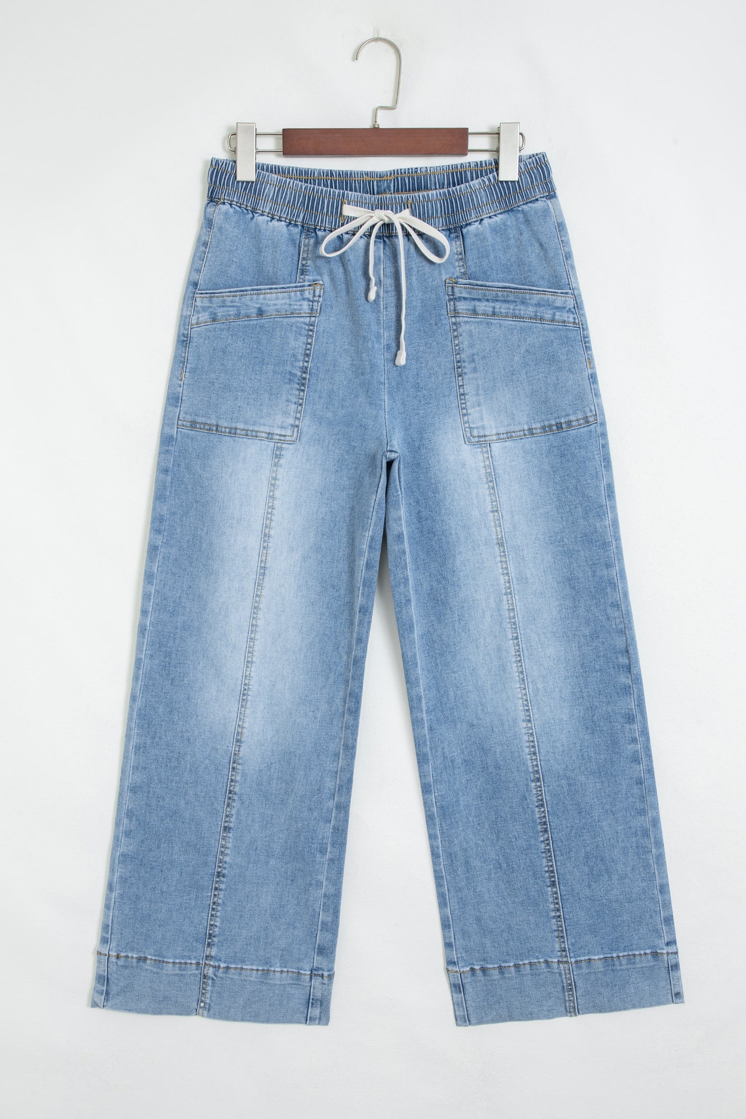 Drawstring Waist Wide Leg Jeans