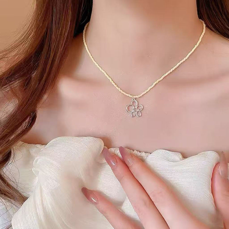 S925 Sterling Silver Pearl Necklace For Women Light Luxury And High-end