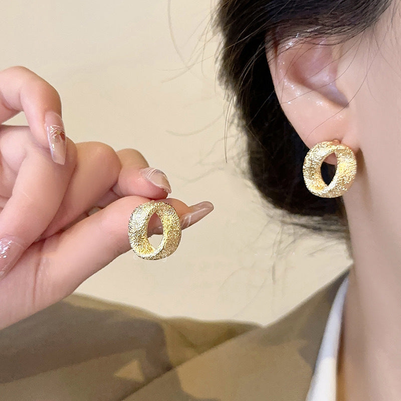 925 Gold Earrings Women's Retro