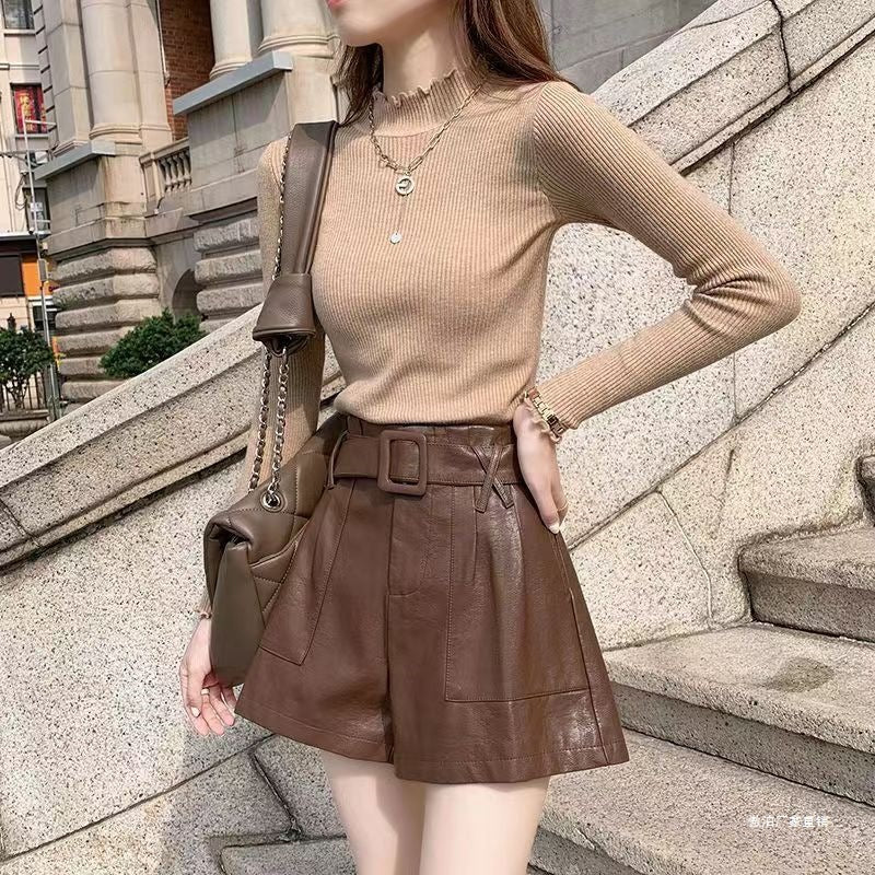 High-waisted Leather Pants For Women