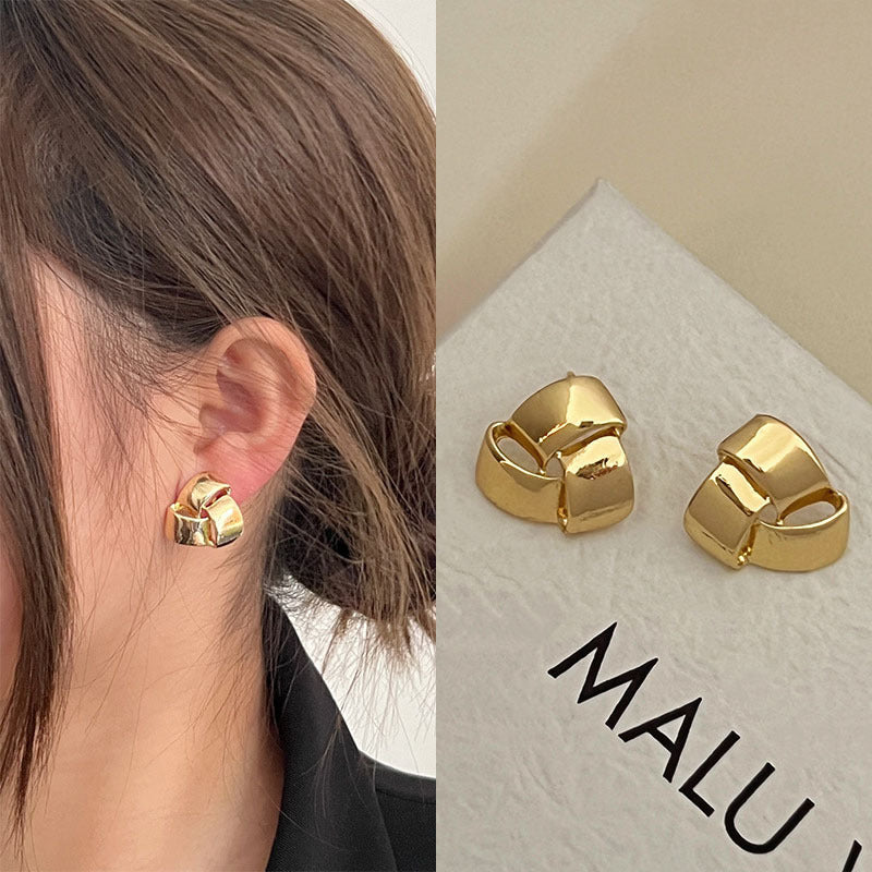 925 Gold Earrings Women's Retro
