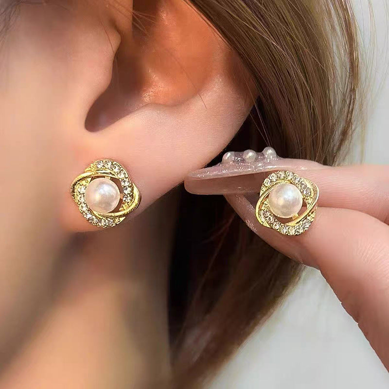 925 Gold Earrings Women's Retro