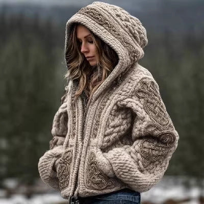 Women's Hooded Zip-Up Cardigan Sweater