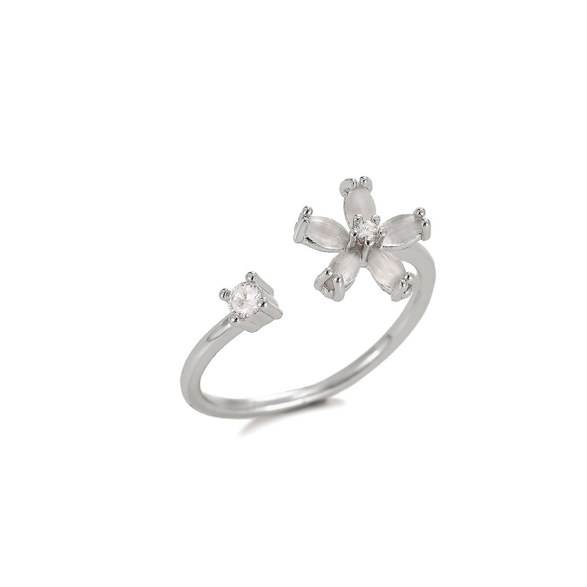 18K White Gold Opal Moon Ring Made Of Stainless Steel