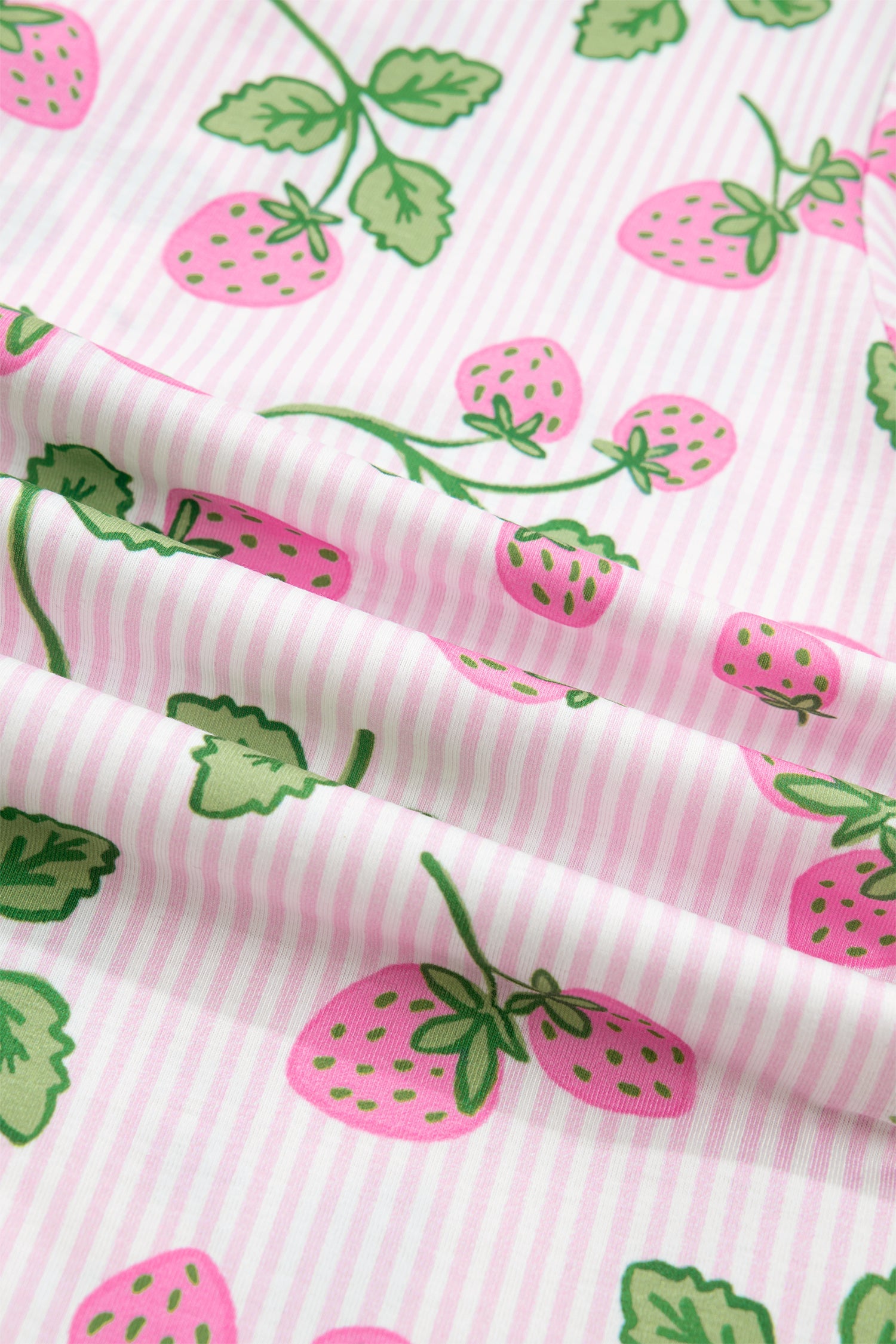 Stripe Strawberry Lapel Shirt & Drawstring Shorts Set