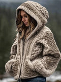 Women's Hooded Zip-Up Cardigan Sweater