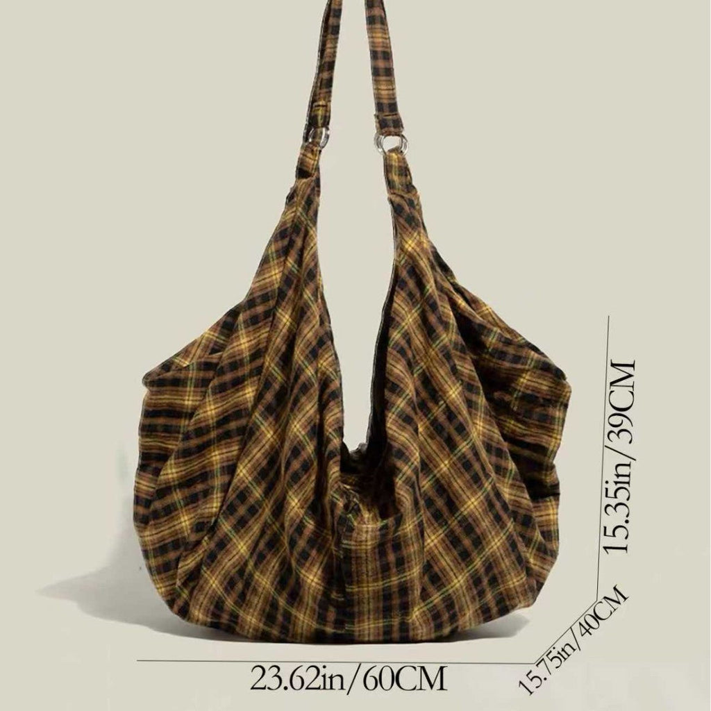 Womens Plaid Multi-Wear Large-Capacity Shoulder Crossbody Bag