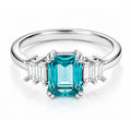 Copper Inlaid Simulated Sea Blue Zircon Ring for Women