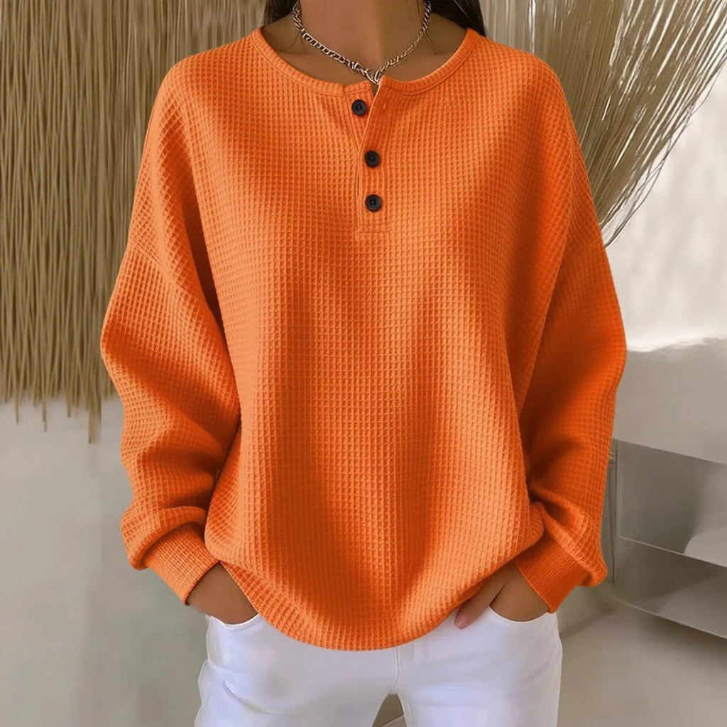Women's Solid Color Pullover Loose Top | Long & Short Sleeve