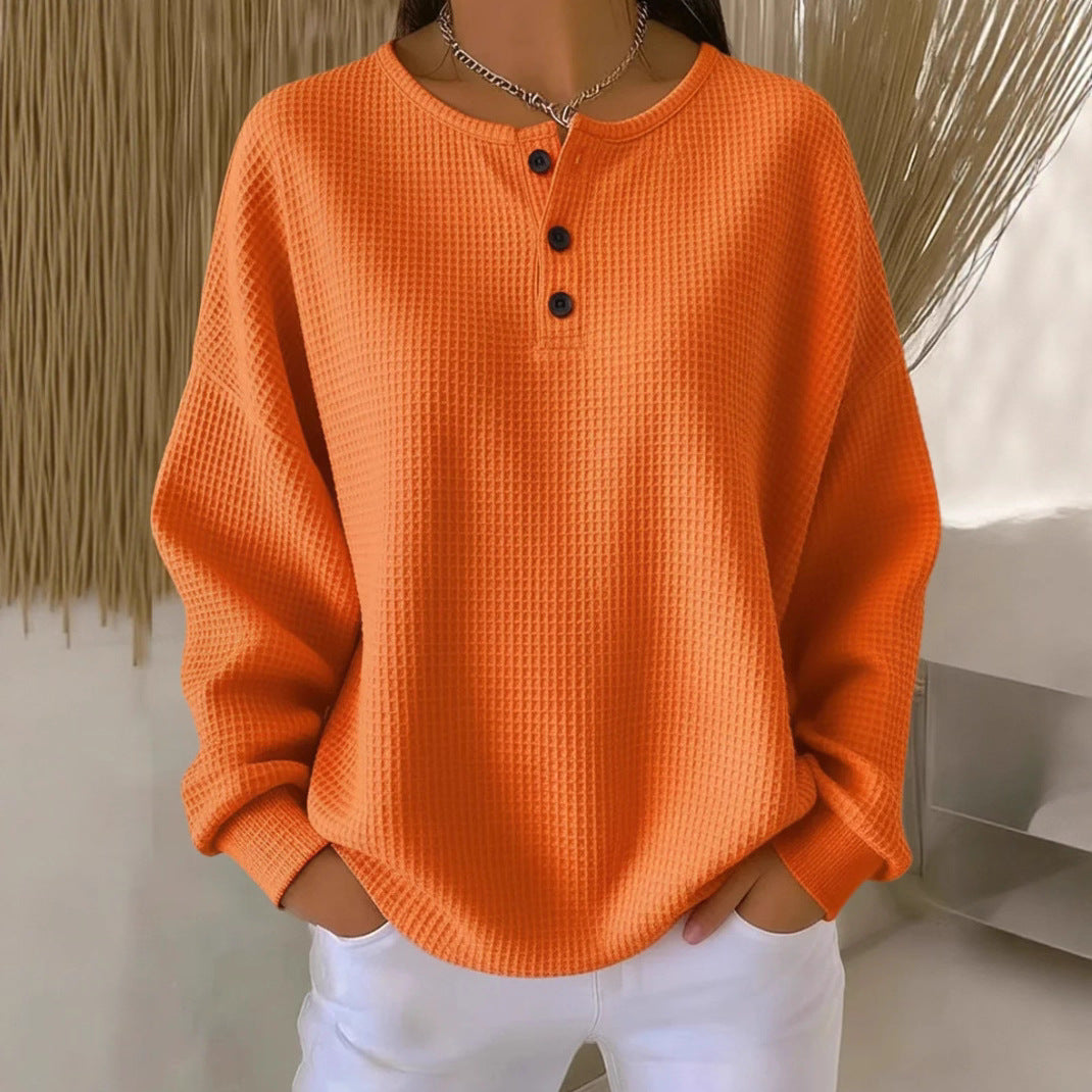 Women's Solid Color Pullover Loose Top | Long & Short Sleeve