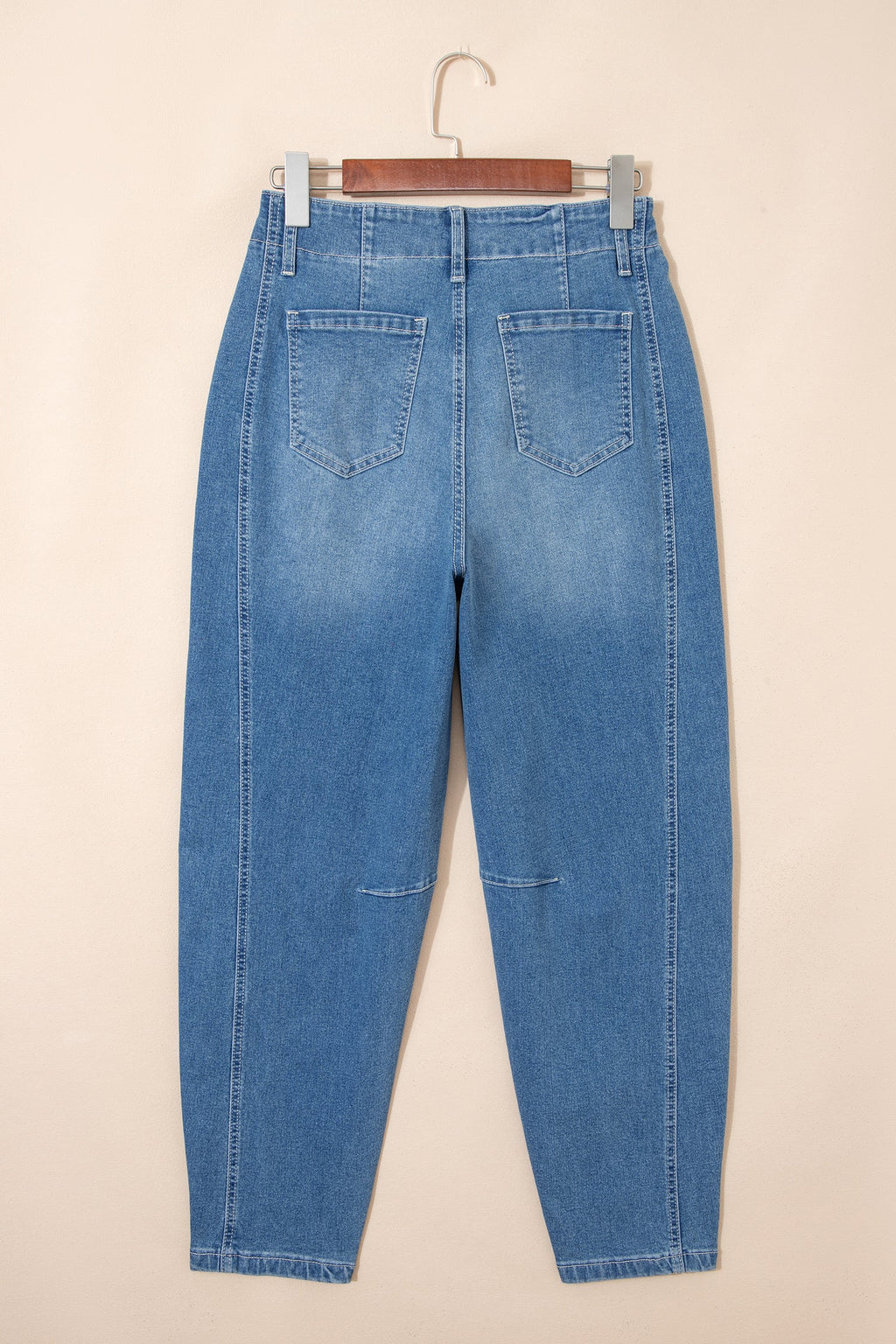 Medium Wash Denim High Waist Barrel Leg Jeans