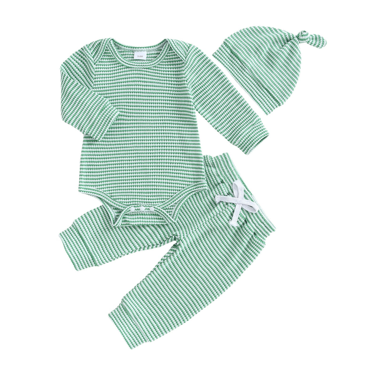 Striped Triangle Onesie Pants and Hat Three-piece Set