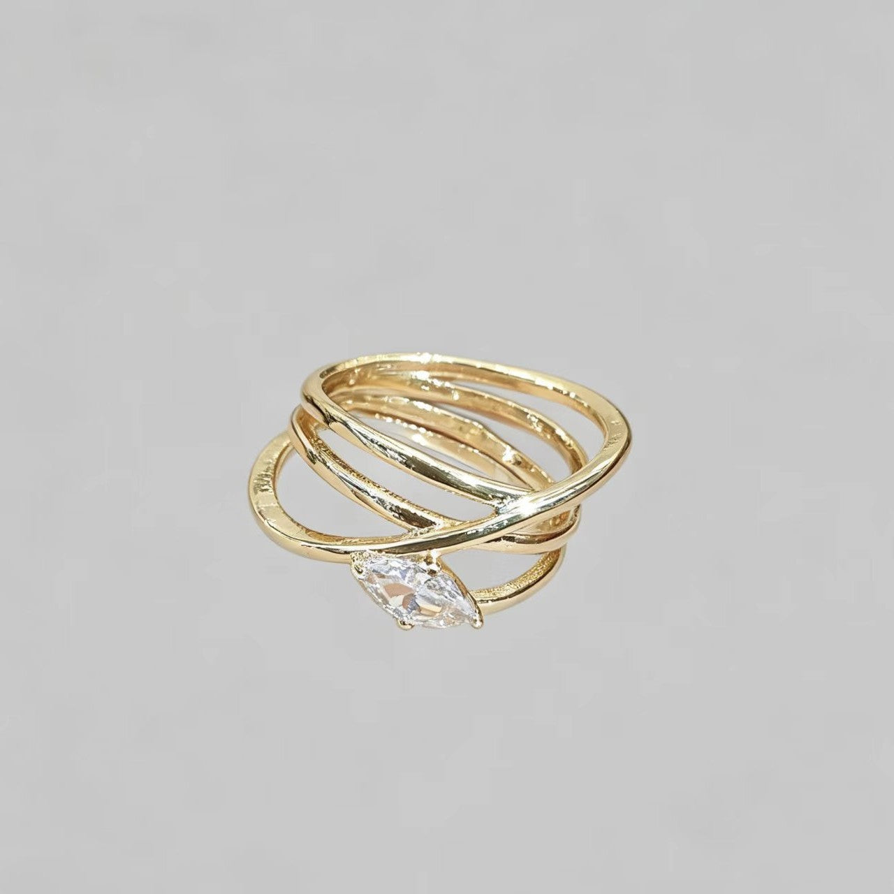 Women's Large Water-drop-shaped Sparkling Zircon Ring