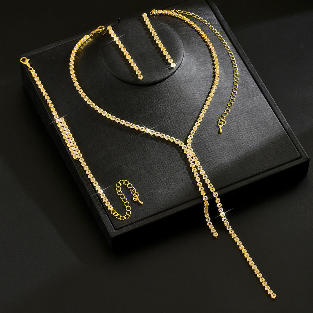 Dazzling Diamond Tassel Necklace, Earrings, Bracelet, Earring Set, Jewelry Set