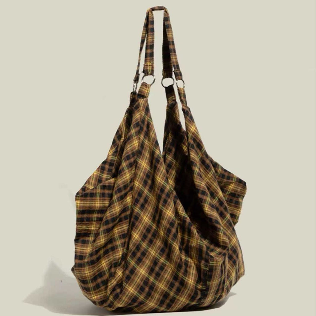 Womens Plaid Multi-Wear Large-Capacity Shoulder Crossbody Bag