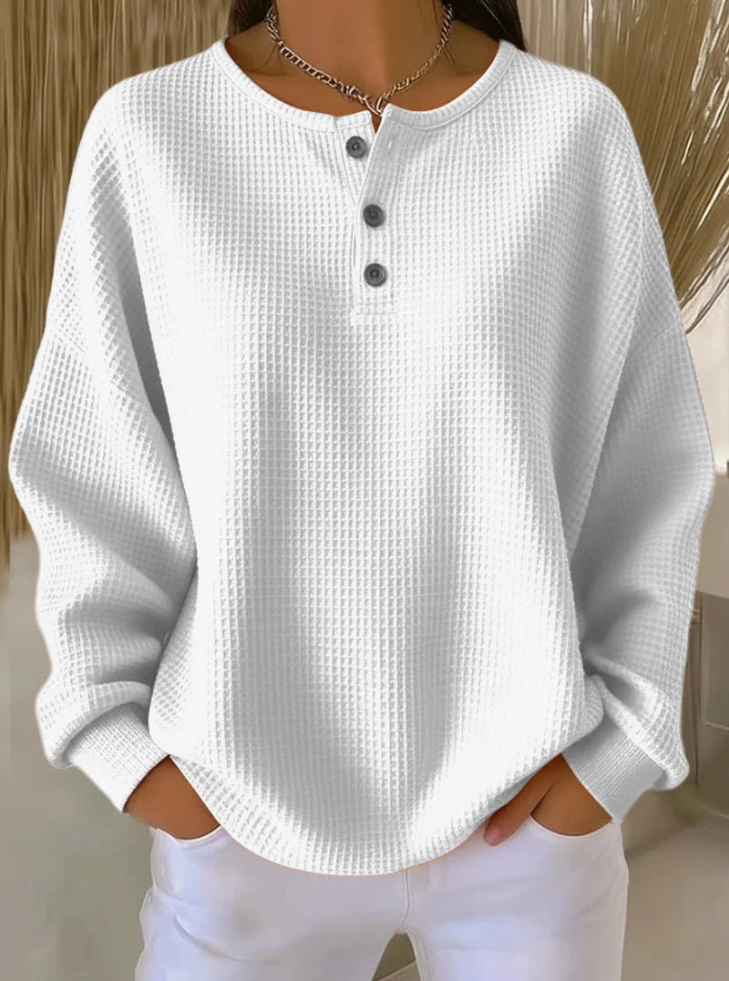 Women's Solid Color Pullover Loose Top | Long & Short Sleeve