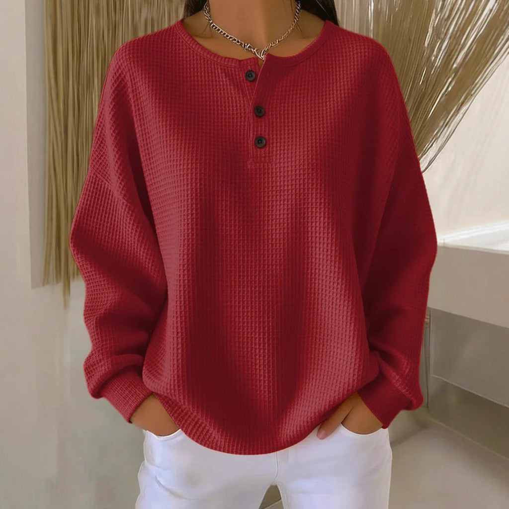 Women's Solid Color Pullover Loose Top | Long & Short Sleeve
